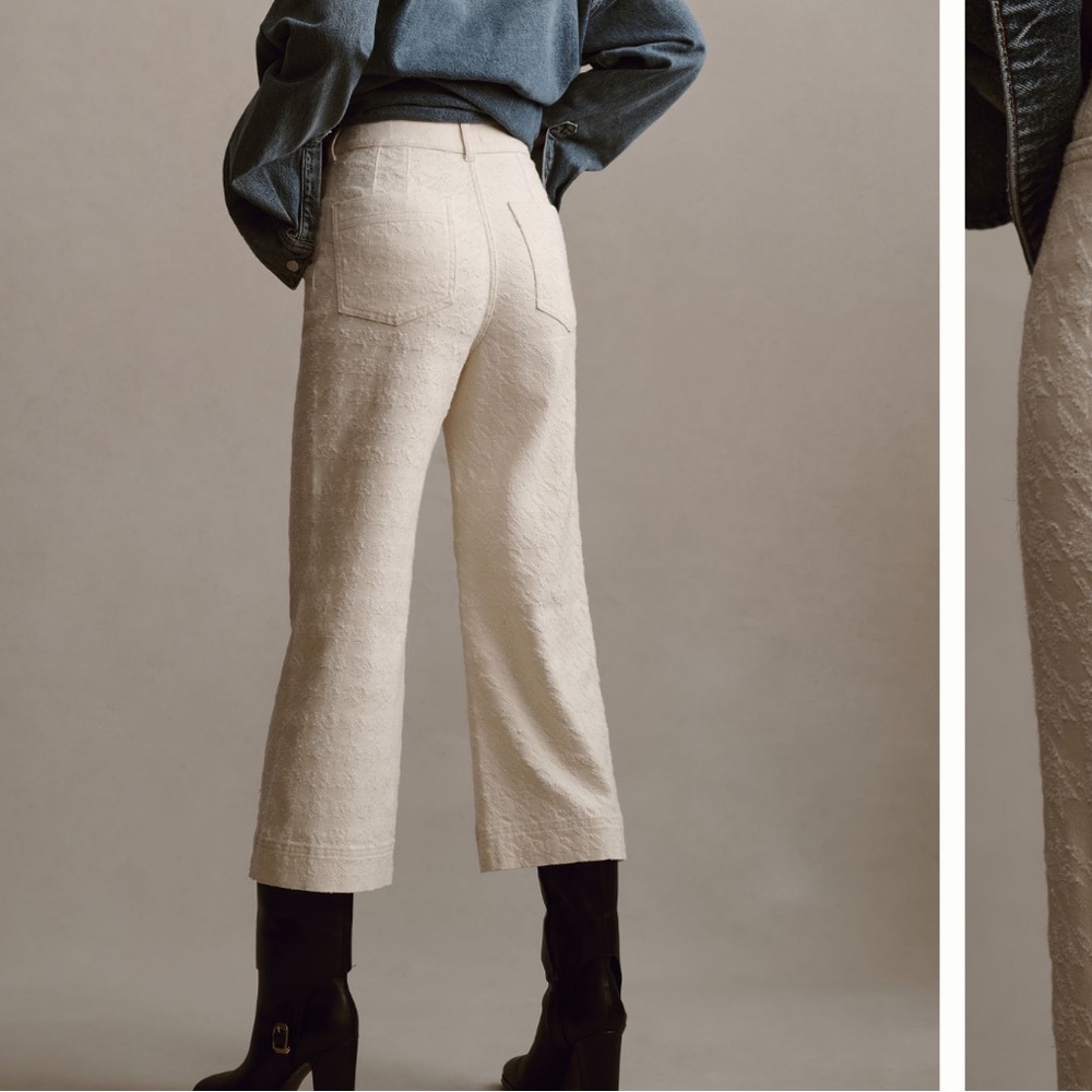 Anthropologie Polo skipper white cropped bell jeans. 32